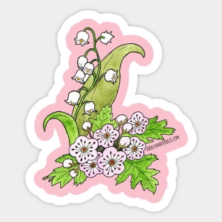 May Birth Flower - Lilly of the Valley and Hawthorn Sticker